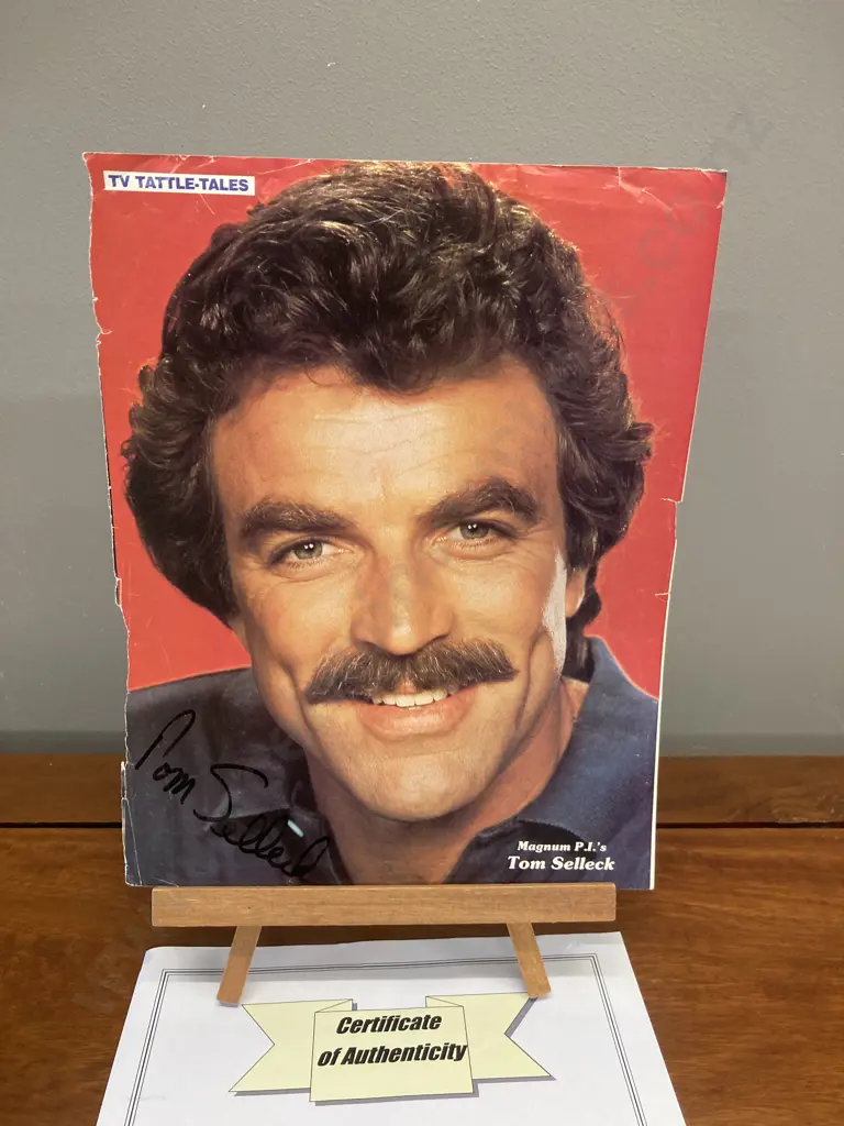 Tom Selleck "Magnum P.I" Signed TV Tattle-Tales Magazine Picture With Authentication. 27 x 21cm Image 1++